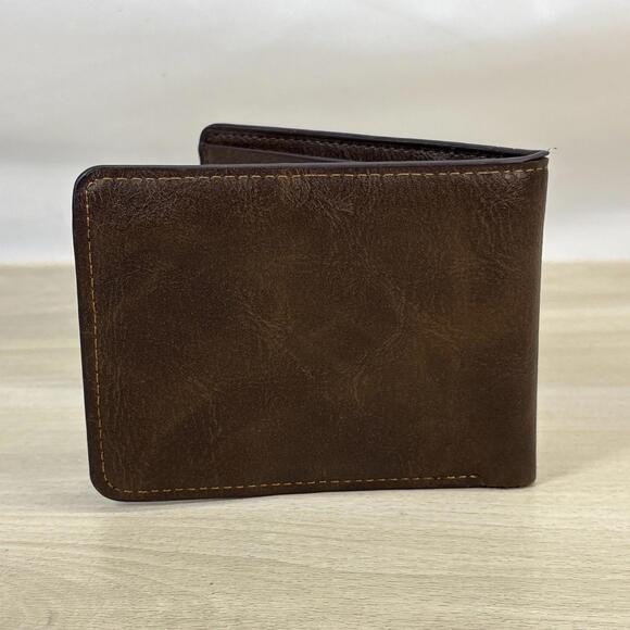 Men's Middle Bi-Fold Faux Leather USA Wallet - Picture 3 of 4
